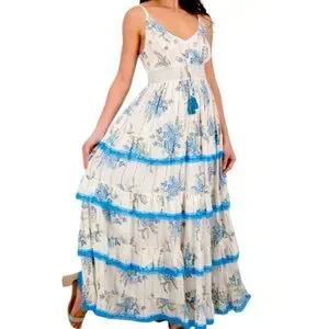 Advance Apparels | Dresses | Lace Trim Boho Maxi Dress Made In India 252 |  Poshmark